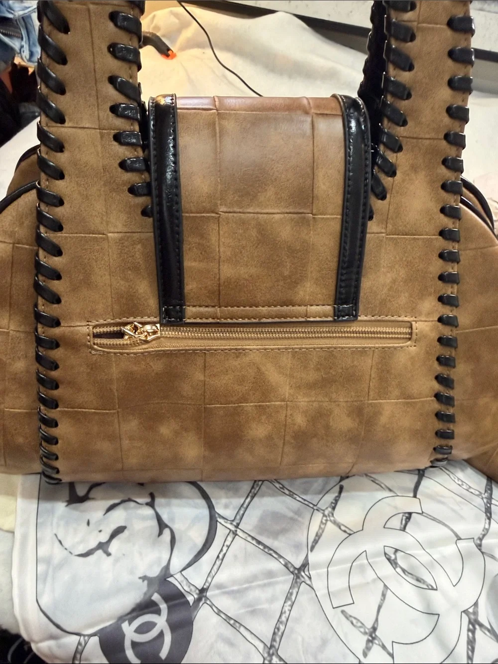Tan Leather Top-Handle Bag‎ with Matching Wallet